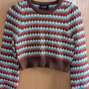 Cider Retro Knit Cropped Sweater